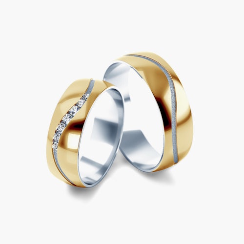 Obrączki ślubne: dwukolorowe złoto, okrągłe, 5 mm